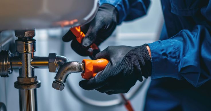 Technician carrying out plumbing work